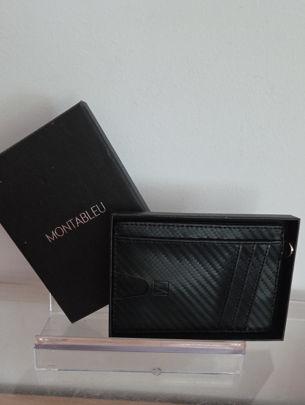 Black Carbon-Texture Men's Card Holder NIB
